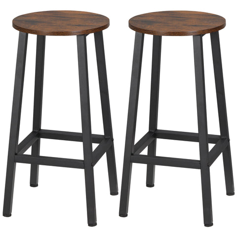 Rootz 2 Piece Set Modern Bar Stools - Kitchen Stools - Counter Chairs - 65cm Height - Space-Saving Design - Steel Frame - 32.5cm x 32.5cm x 65cm