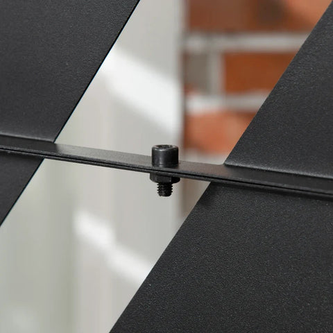 Rootz Outdoor Privacy Screen - Painted Steel Frame - Palm Leaf - Silhouette Design - Black - 122L x 45W x 198H cm