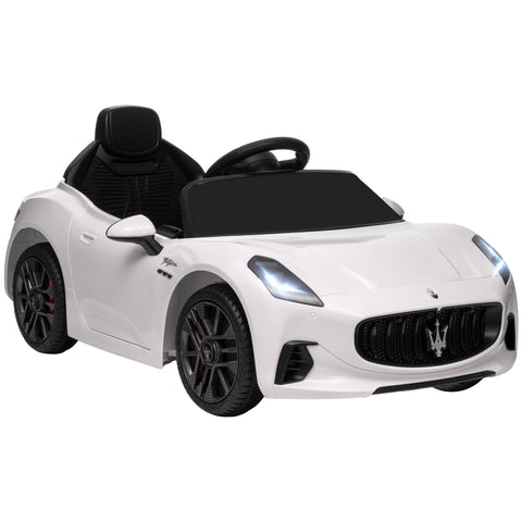 Rootz Maserati Electric Kids Car - 12V Ride-On - Parental Control - 50min Play - 98x59x43cm - For Ages 3-5 - White