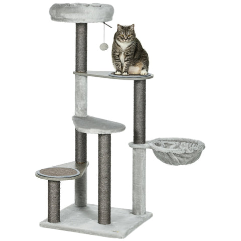 Rootz 4 Tier Cat Scratching Post - Cat Bed Hammock - Cat Activity Center - Sisal Scratching Posts - 48cm x 48cm x 118.5cm