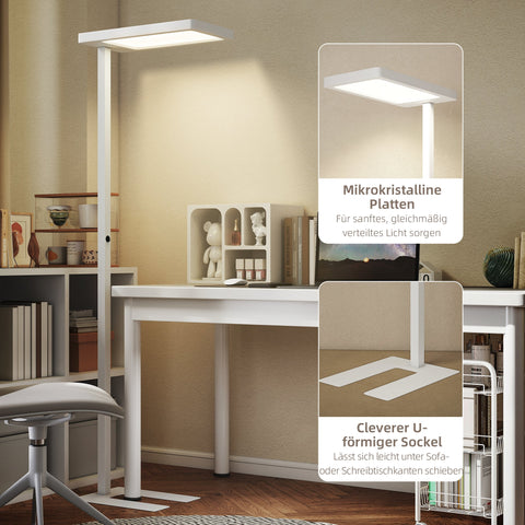 Rootz LED Floor Lamp - Eye-Friendly Lighting - Reading Light - Standing Lamp - Adjustable Brightness - Protects Eyes - 60x32x196cm - White