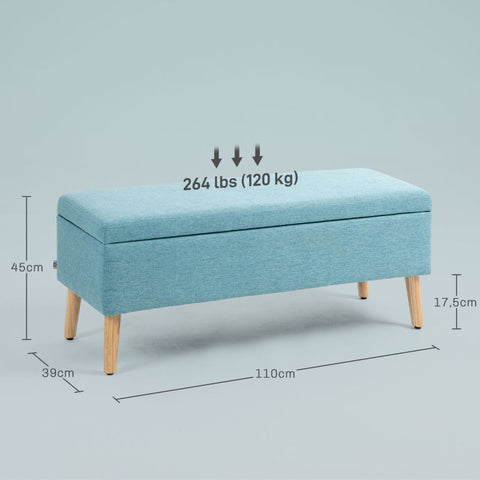 Rootz Upholstered Bench - Bed Bench - Storage Bench - Breathable Fabric - Wooden Legs - 110cm x 39cm x 45cm