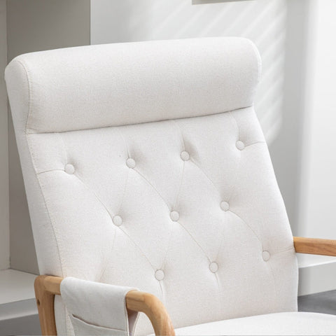 Rootz Mid-Century Modern Rocking Chair - Relaxation Seat - Ergonomic Swing Base - Solid Wood - 65x85x94cm - Includes Footrest 53x36x36cm