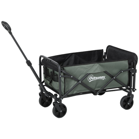 Rootz Foldable Garden Car - Transport Wagon - Beach Cart - 90kg Capacity - 114cm x 46cm x 65-92cm