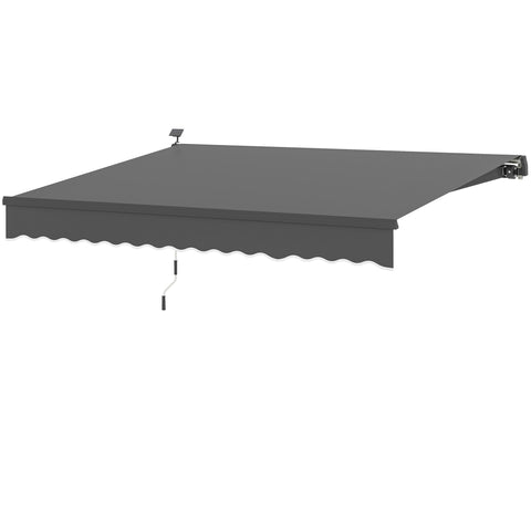 Rootz Klemmmarkise with Hand Crank - Joint Arm Awning - Sun Shades - UV 50+ Protection - 395cm x 300cm - Solar LED Lights