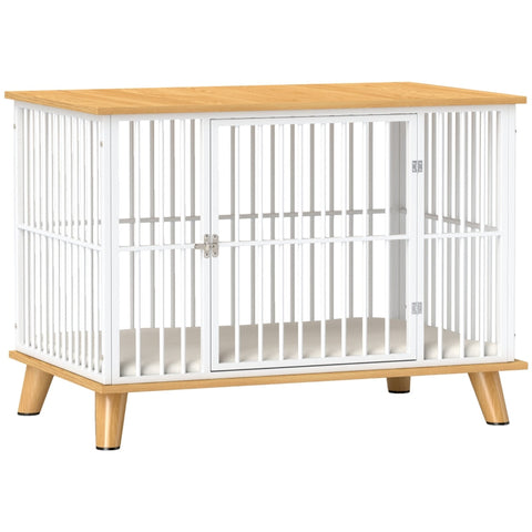 Rootz Dog Crate - Pet House - Wooden Kennel - Cushioned Bed - Medium Sized Dogs - Steel Construction - 86cm x 60cm x 70cm