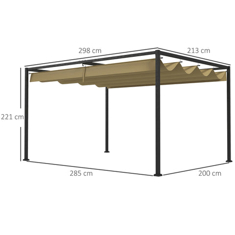 Rootz Pergola Sunshade - Garden Canopy - Terrace Shelter - UV & Water Repellent - 298cm x 213cm x 221cm