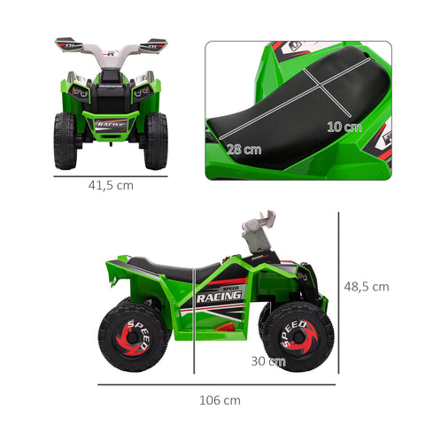 Rootz Kids Electrical Quad - Childrens Battery-operated ATV - Ride-On Vehicle - Realistic Driving - 70l x 41.5b x 48.5H cm Green