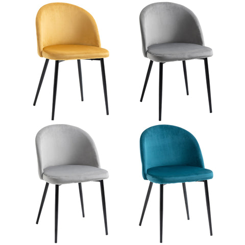 Rootz Scandinavian Dining Chairs Set - Velvet Kitchen Chairs - Ergonomic Seating - 49W x 50D x 77H cm - Multicolor