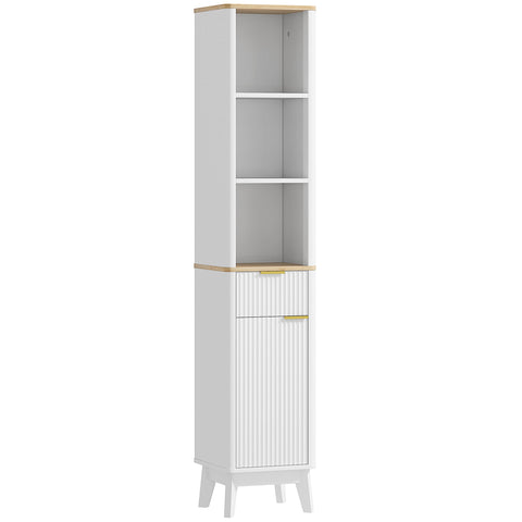 Rootz Bathroom Tall Cabinet - Bathroom Closet - Storage Tower - Space-saving Design - 33 x 30 x 170 cm - White