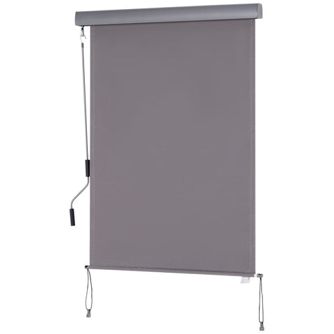 Rootz Vertical Awning - Balcony Awning - Wind Protection - Side Roller Blind - Privacy Screen With Hand Crank - Polyester Fabric + Aluminum - Gray - 100 x 140 cm