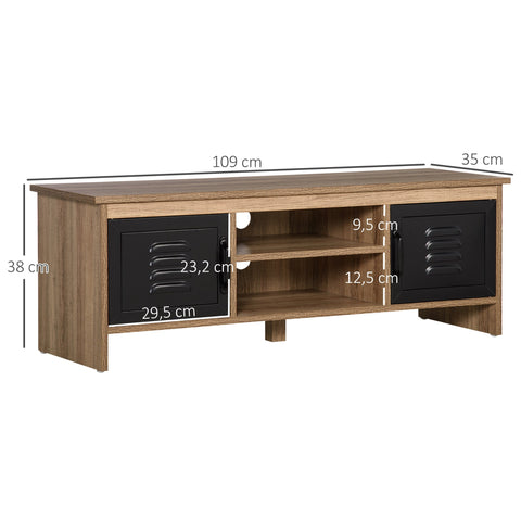 Rootz Industrial TV Bench - TV Furniture - Lowboard with Storage - Elegant Wood & Metal - 109cm x 35cm x 38cm