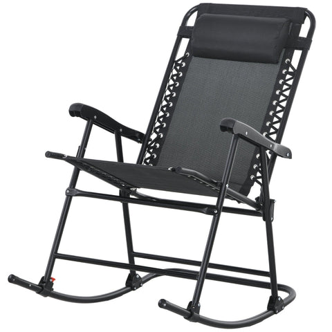 Rootz Outdoor Weatherproof Folding Rocking Chair - Portable Rocker - Camping Rocking Chair - Breathable Textline Fabric - Supports Up to 120kg - 95cm x 64cm x 106cm - Black