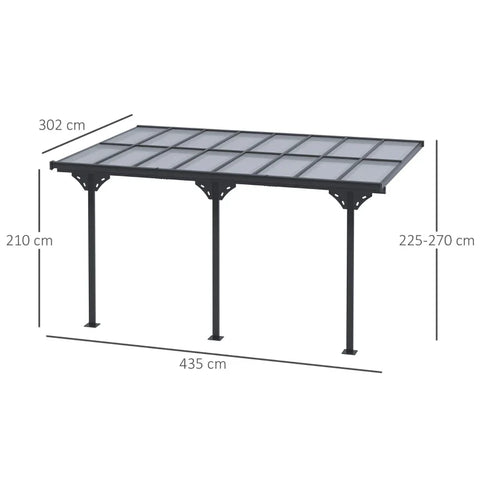 Rootz Pergola Gazebo - Garden Pavilion Canopy Tent - Height Adjustable - Sun Protection - Aluminum - Gray - 435L x 302B cm