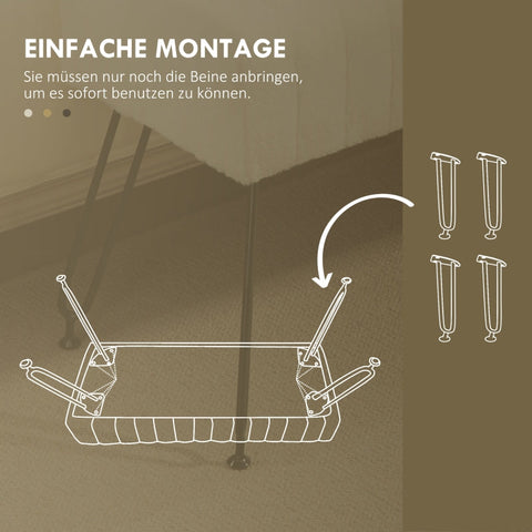 Rootz Faux Fur Padded Bench - Hallway Bench - Bed Bench - Elegant Design - 82cm x 30cm x 47cm