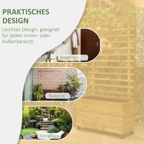 Rootz Planter with Trellis - Raised Bed - Mobile Flower Box - Weatherproof - 76cm x 30cm x 155cm