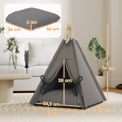 Rootz Tipi Tent for Pets - Animal Beds - Cat Tent - Cozy Retreat - 60cm x 60cm x 76cm