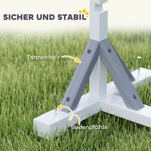 Rootz 4-Part Dog Agility Equipment Set - Training Kit - Exercise Gear - Height Adjustable - Fir Wood & Plastic - 72cm x 40cm x 69cm