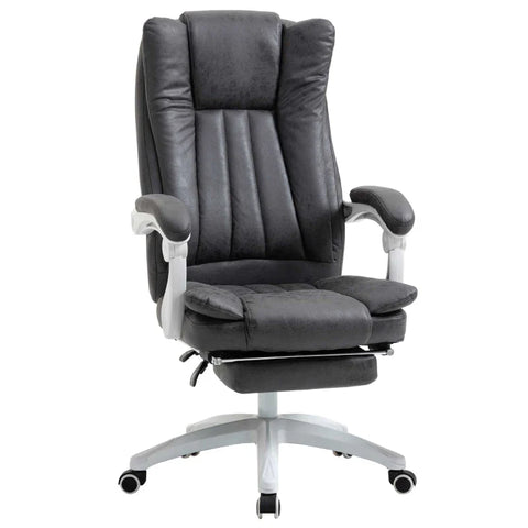 Rootz Office Chair - Swivel Chair With Reclining Function - Footrest - Height Adjustment - Desk Chair - Microfiber - Plastic - Metal - Nylon - Black + Dark Gray - 63 x 71 x 110-118 cm