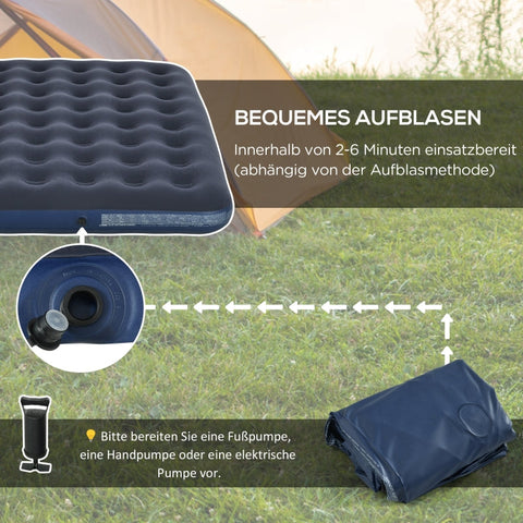 Rootz Air Mattress for 2 People - Inflatable Bed - Camping Mattress - Soft & Robust - Optimal Body Support - Quick Inflation - 203cm x 152cm x 22cm - Dark Blue