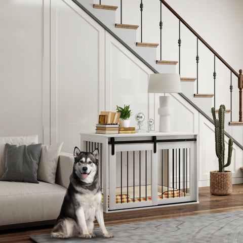 Rootz Dog Crate - Dog House - Pet Cage - Chipboard and Steel - Ventilation - 98cm x 58cm x 61cm