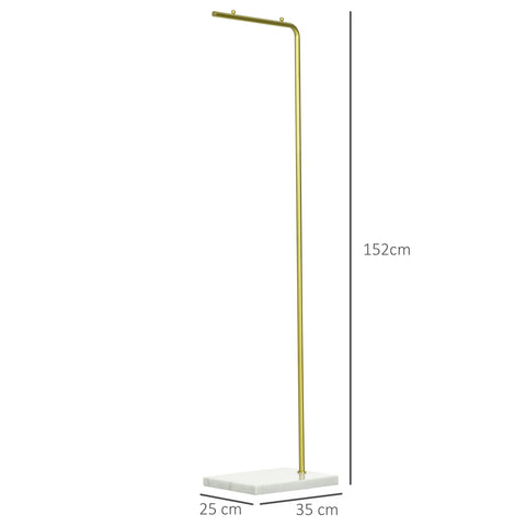 Rootz Wardrobe Stand Clothes Rack - Clothes Organizer - Metal Frame Coat Rack - Marble Base Stability - 35cm x 25cm x 152cm Gold & White
