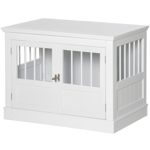 Rootz Dog Cage Furniture - Dog Hut - Dog Box - Magnetic Closure - 78cm x 53cm x 59.3cm - White