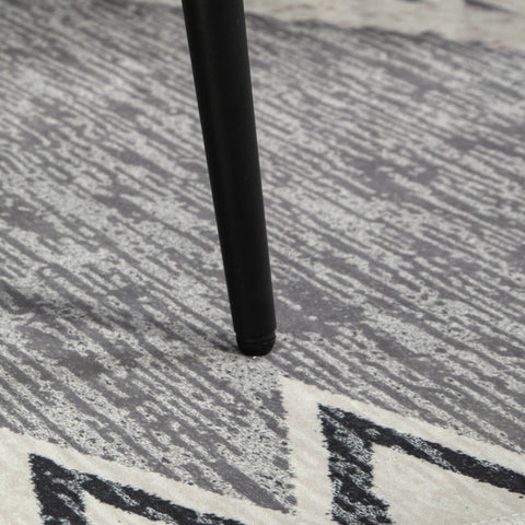 Rootz Stool - Footrest - Ottoman - Cashmere-Look Fabric - Accent Chair - 42cm x 42cm x 47cm - Dark Gray - Steel Legs - 10cm Cushion