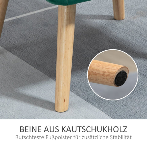 Rootz Single Lounge Chair - Scandinavian Style - Reading Chair - Velvet Upholstery - Rubberwood - Compact Design - 67cm x 61.5cm x 71cm