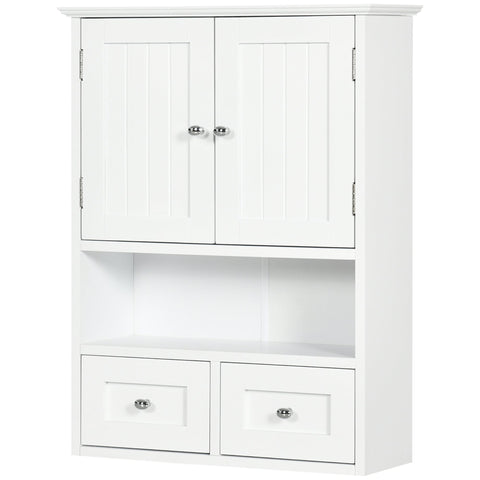 Rootz Wall Bath Cabinet - Bathroom Cabinet - White Storage Unit - Space-Saving Design - 50.8b x 17.8t x 66h cm
