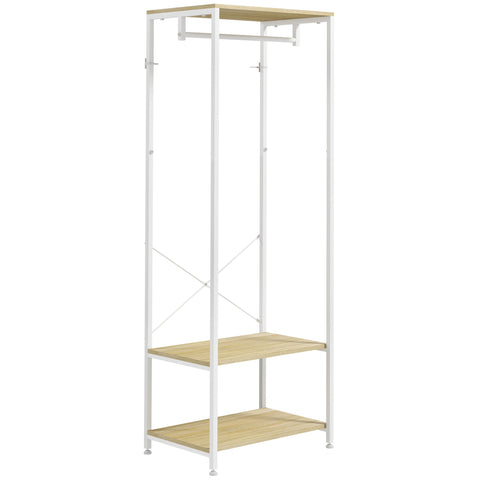 Rootz Wardrobe with Rod & Shoe Racks - Clothes Organizer - Hall Storage Unit - Industrial Style - 60L x 40W x 167.5H cm