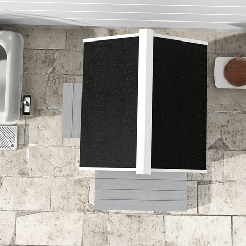 Rootz Outdoor Cat House - Weatherproof Shelter - Kitty Condo - 2 Levels - Removable Floor - 66cm x 66cm x 90cm - Grey White