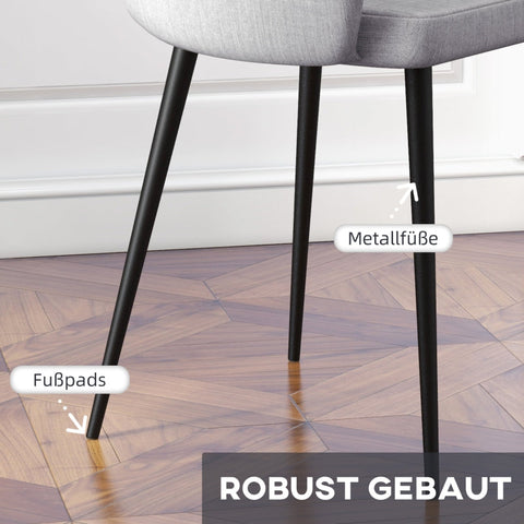 Rootz Upholstered Dining Chair - Minimalist Style - Gray and Black - Stain-Resistant - 56cm x 58.5cm x 84.5cm