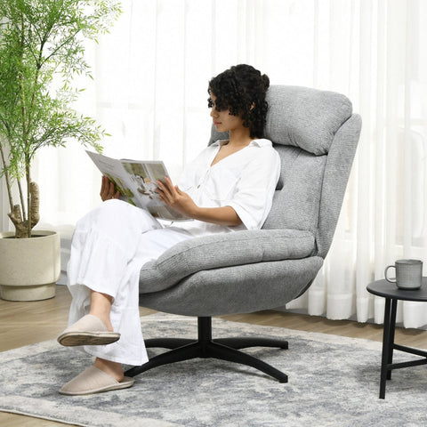Rootz Swivel Lounge Chair - Accent Chair - Rotating Armchair - Chenille Fabric - Integrated Seat & Armrests - 79cm x 91cm x 98cm