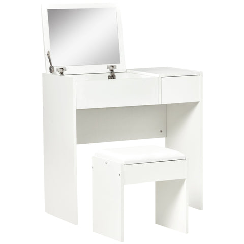 Rootz Dressing Table - Cosmetic Table - Folding Mirror with Stool - Versatile Use - 80 x 40 x 79cm
