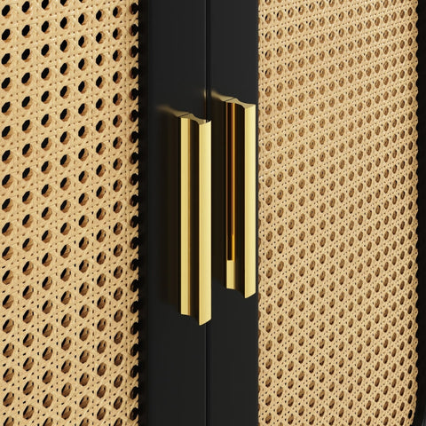 Rootz Rattan Storage Cabinet - Sidewall Cabinet - Elegant Furniture - Anti-Tip Design - 120L x 30W x 89H cm