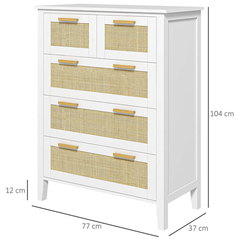 Rootz Chest of Drawers - Dresser - Storage Organizer - Large Capacity - 77 x 37 x 104 cm - White, Brown
