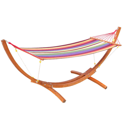 Rootz Garden Hammock with Wood Frame - Hammock with Stand - Outdoor Hammock - Elegant & Safe - 320x118x120cm