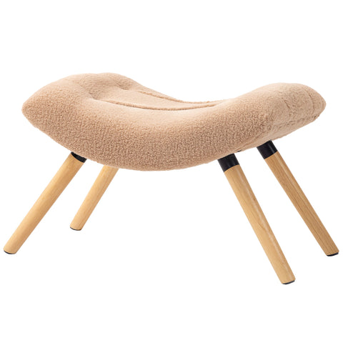 Rootz Foot Stool - Ottoman - Padded Seat - Cozy Seating - 67cm x 45cm x 38cm - Brown Fleece Cover with Wooden Legs