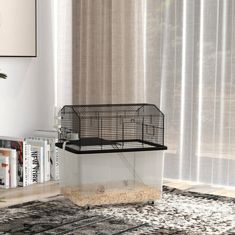 Rootz Hamster Cage Rodent Cage - Small Animal Habitat - Pet Enclosure - Exercise Promoting - Steel Wire - 57 x 43 x 57 cm