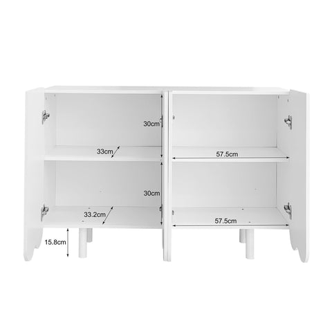 Rootz White Sideboard - Elegant Storage Unit - Modern Buffet - Quiet Operation - 120x37.5x80.8 cm
