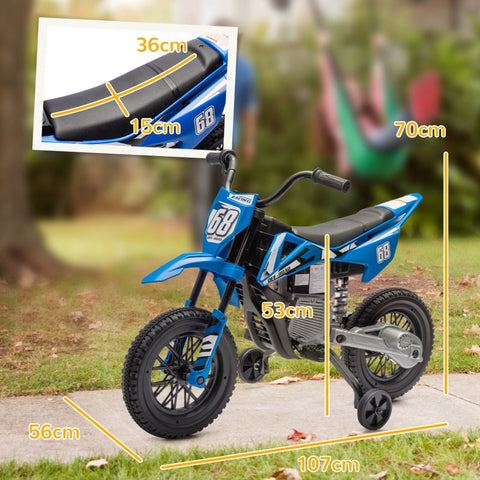 Rootz Children's Electric Motorcycle - Kids Ride-On Vehicle - Toddler Motorbike - Built-In Music - 107cm x 56cm x 70cm