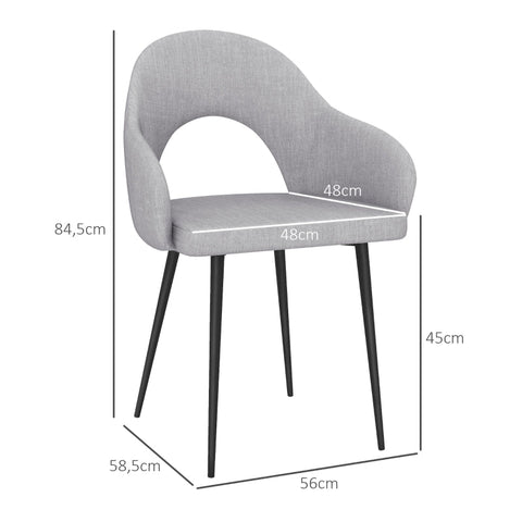 Rootz Upholstered Dining Chair - Minimalist Style - Gray and Black - Stain-Resistant - 56cm x 58.5cm x 84.5cm