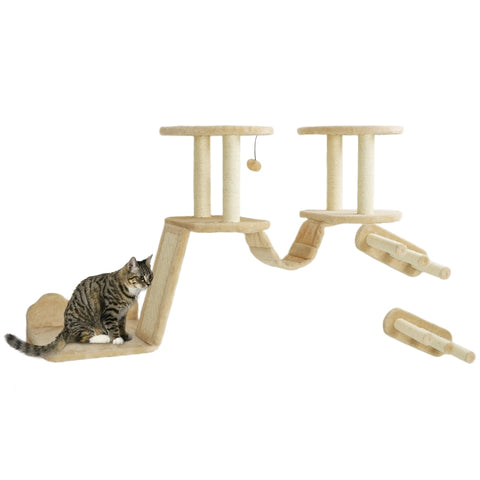 Rootz 3-Piece Cat Climbing Set - Cat Wall Playground - Cat Tower - Comfort & Adventure - Ceilings & Walls - 158x38.5x83cm Platforms