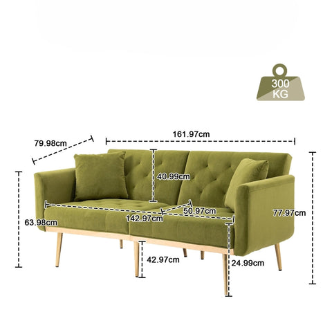 Rootz 3-Seater Sofa Bed - Velvet Sofa - Convertible Couch - Adjustable Comfort - 161.97L x 77.97W x 79.98H cm