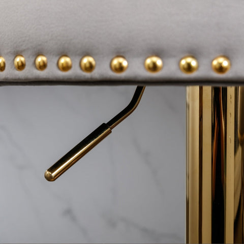 Rootz 2 Swivel Bar Stools Set - High-Back Chairs - Height Adjustable - Ergonomic Design - 54cm x 53cm x 82-101cm - Velvet & Gold Finish