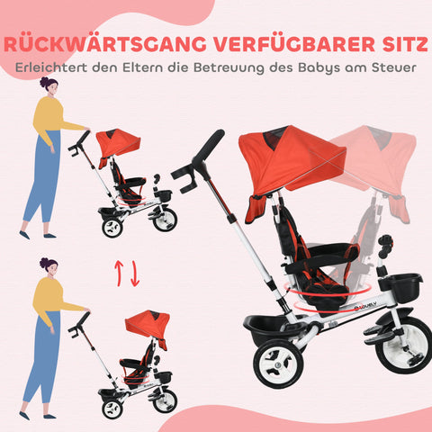 Rootz 6-in-1 Children's Trike - Kids Tricycle - Toddler Bike - Grows with Child - 112cm x 50cm x 104cm - Red
