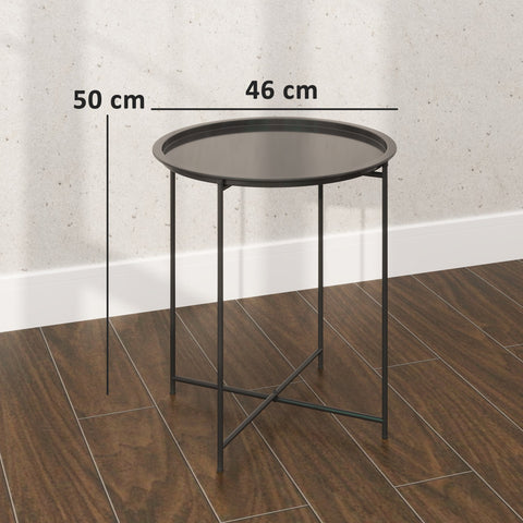 Rootz Round Garden Table - Terrace Table - Foldable Outdoor Table - Durable Steel - Ø46cm x 50cm