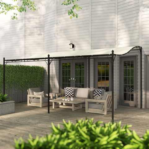 Rootz 3 x 5m Pergola - Garden Shelter - Outdoor Canopy - Waterproof Tarpaulin - Metal Frame - 491cm x 298cm x 200/253cm