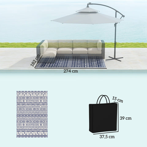 Rootz Outdoor Carpet - Weatherproof Rug - Boho-Style Mat - Easy Clean - 182cm x 274cm - Perfect for Camping, Beach, and Picnics